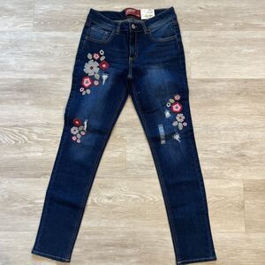 Arizona Floral Embroidered Skinny Jeans Girls-Size 14